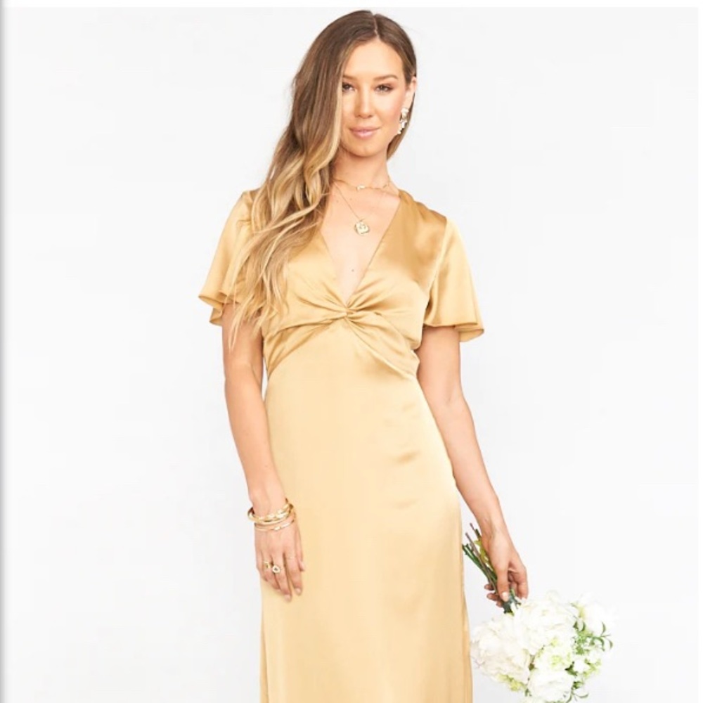 Show me your Mumu Rome Twist Gown true Gold Luxe satin